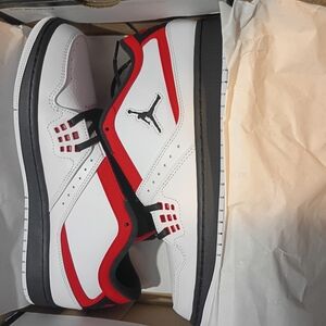 Jordan Men's Sneakers in White, Red, and Black